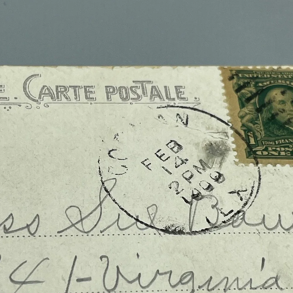 Vintage 1908 Valentine Postcard Romantic Couple Kissing Conroe‎ Texas Postmark